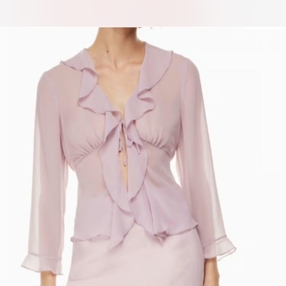 Aritzia Soft Lilac Ruffle Blouse
